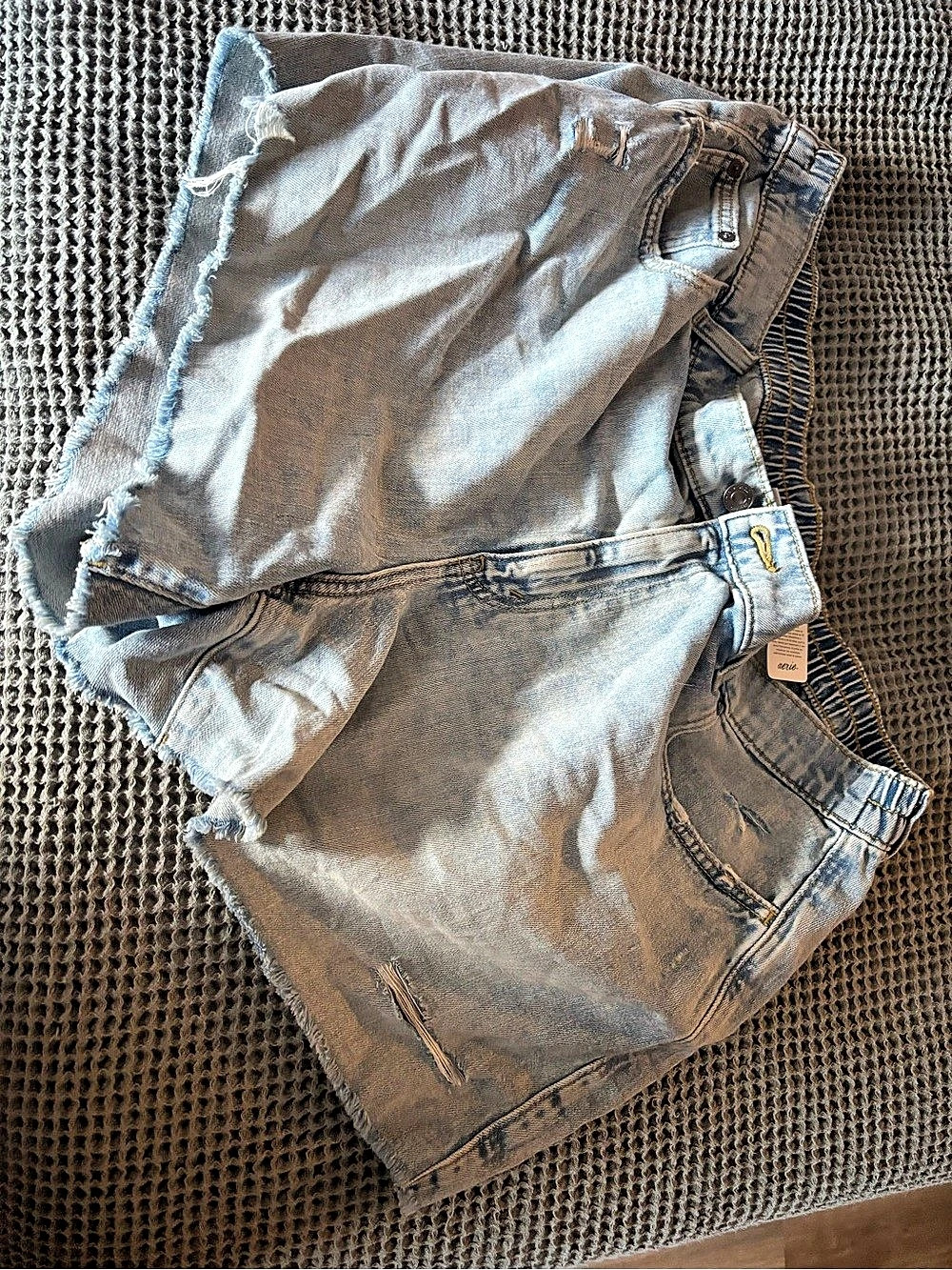 Aerie Denim Cutoff Jean Shorts elastic waist